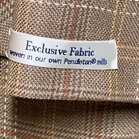 New Pendleton Tan Plaid Virgin Wool 3/4 Sleeve Womens Top Sz 14 - Picture 3 of 7
